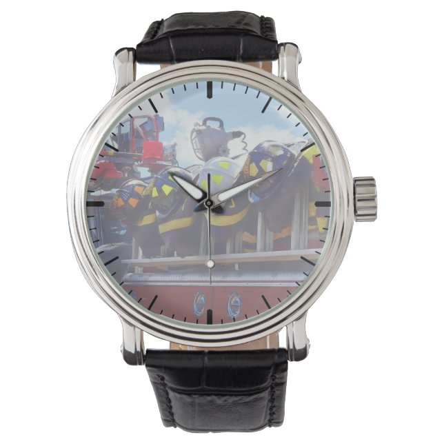 Brandweerlieden - Helm bij brandbestrijding Horloge (Voorkant)