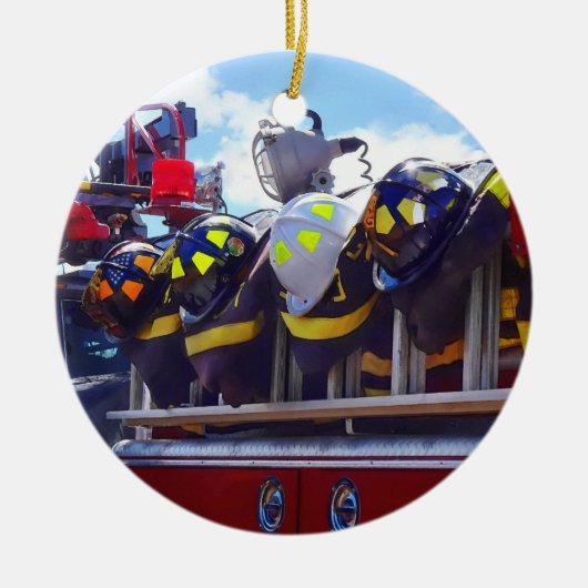 Brandweerlieden - Helm bij brandbestrijding Keramisch Ornament (Voorkant)