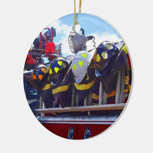 Brandweerlieden - Helm bij brandbestrijding Keramisch Ornament (Links)