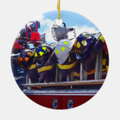 Brandweerlieden - Helm bij brandbestrijding Keramisch Ornament (Achterkant)