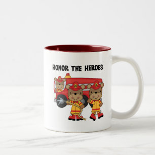 Brandweerlieden Honoreren de Heroes Tshirts en Gif Tweekleurige Koffiemok