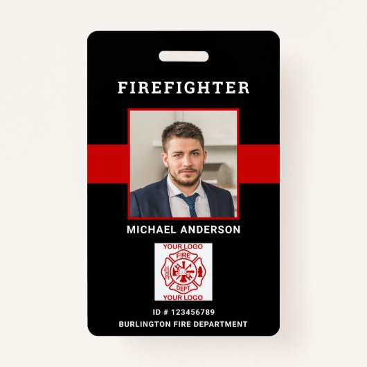 Brandweerlieden ID Gepersonaliseerde Foto Brandwee Badge (Voorkant)