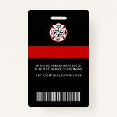 Brandweerlieden ID Gepersonaliseerde Foto Brandwee Badge (Achterkant)