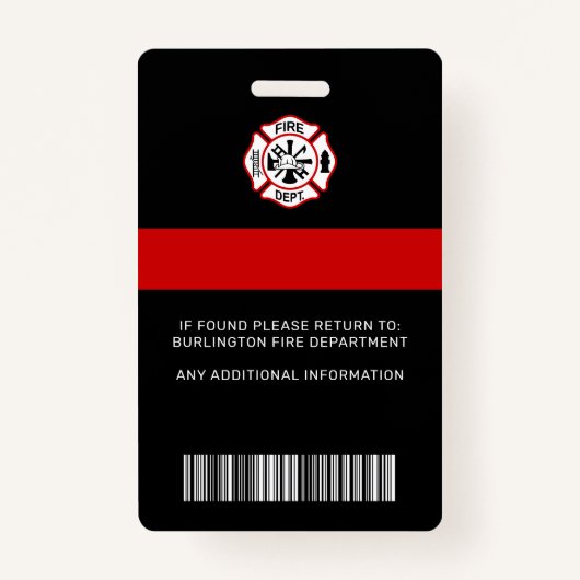 Brandweerlieden ID Gepersonaliseerde Foto Brandwee Badge (Achterkant)