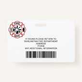 Brandweerlieden ID Gepersonaliseerde Foto Brandwee Badge (Achterkant)