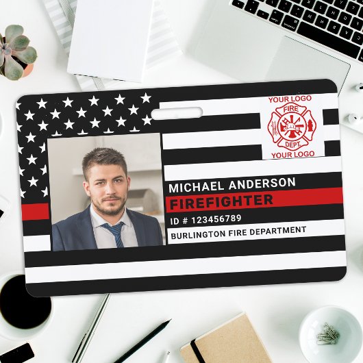 Brandweerlieden ID Gepersonaliseerde Foto Brandwee Badge