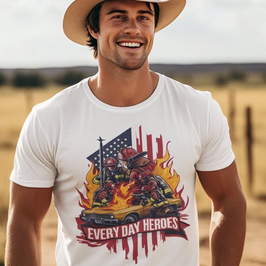 Brandweerlieden in brand t-shirt