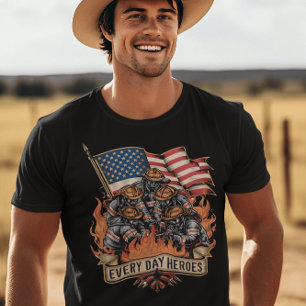 Brandweerlieden in brand t-shirt