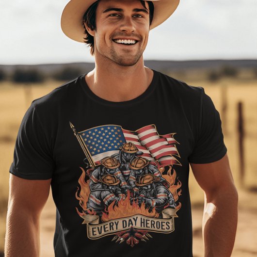 Brandweerlieden in brand t-shirt