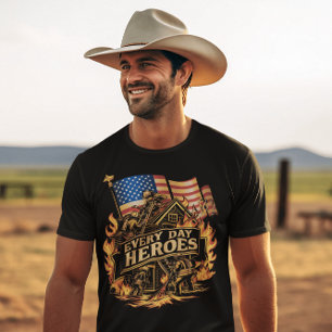 Brandweerlieden in brand t-shirt