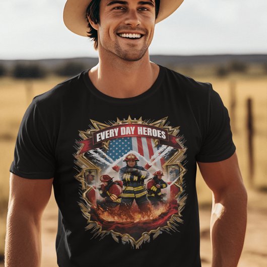 Brandweerlieden in brand t-shirt