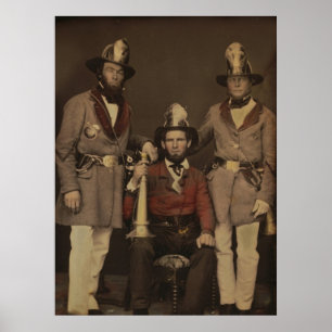 Brandweerlieden in uniform 1855 poster