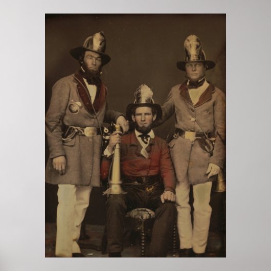 Brandweerlieden in uniform 1855 poster (Voorkant)