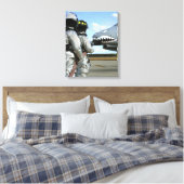 Brandweerlieden plaatsen een brandslang tijdens ee canvas afdruk (Insitu (Slaapkamer))