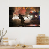 Brandweerlieden: Poster van helden in actie (Keuken)