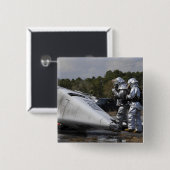 Brandweerlieden reageren op de scène vierkante button 5,1 cm (Voorkant /achterkant)