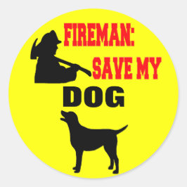 Brandweerlieden redden mijn hond ronde sticker