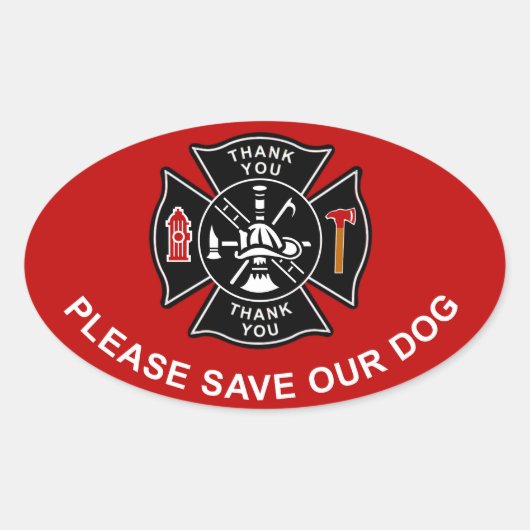 BRANDWEERLIEDEN REDDEN ONZE HOND ALSTUBLIEFT OVALE STICKER (Voorkant)