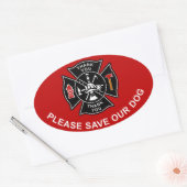 BRANDWEERLIEDEN REDDEN ONZE HOND ALSTUBLIEFT OVALE STICKER (Envelop)