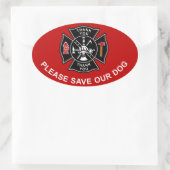 BRANDWEERLIEDEN REDDEN ONZE HOND ALSTUBLIEFT OVALE STICKER (Tas)