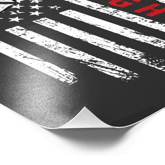 Brandweerlieden Rode lijn Amerikaanse vlag Foto Afdruk (Hoek)