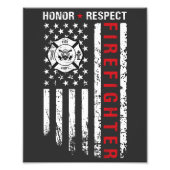 Brandweerlieden Rode lijn Amerikaanse vlag Foto Afdruk (Voorkant)