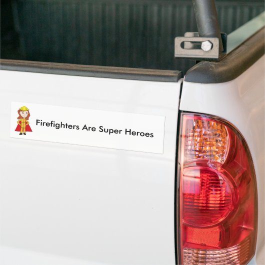 Brandweerlieden zijn superhelden Vrouw Funny Bumpersticker (Op Truck)