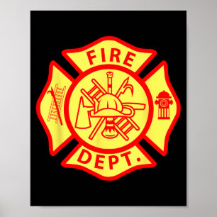 Brandweerlogo uniform brandweerman symbool brandwe poster