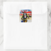 Brandweerlui genereerden kunst vierkante sticker (Tas)