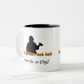 Brandweerlui zijn hete tweekleurige koffiemok (Voorkant links)