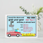 Brandweerman 1e verjaardagsfeest uitnodigingen Bra (Staand voorkant)