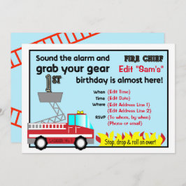 Brandweerman 1e verjaardagsfeest uitnodigingen Bra