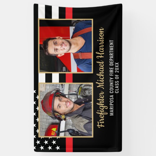 Brandweerman 2 Afbeelding Fire Academy Afstuderen Spandoek (Verticaal)