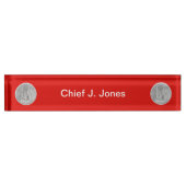 Brandweerman 2 Bugle Silver Kapitein Medallion Naambordje (Voorkant)