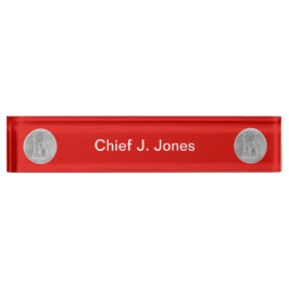 Brandweerman 2 Bugle Silver Kapitein Medallion Naambordje