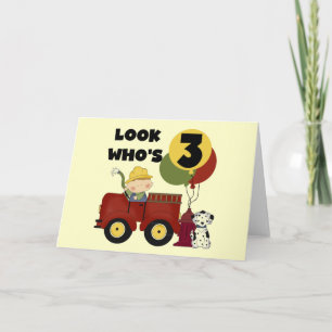 Brandweerman 3e verjaardag T-shirts en geschenken Kaart