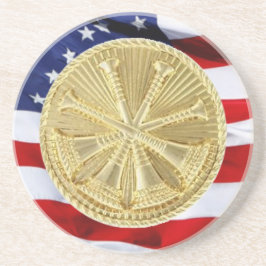 Brandweerman 4 Bugle Gold Medallion Zandsteen Onderzetter