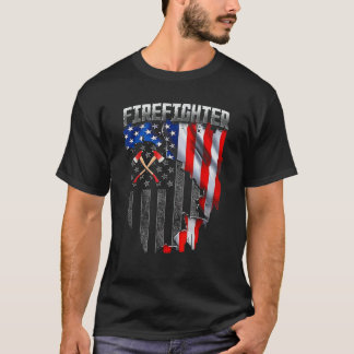 Brandweerman 4 juli Amerikaanse vlag Patriottische T-shirt