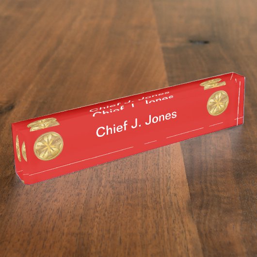 Brandweerman 5 Bugle Gold Medallion Naambordje (Zijkant)