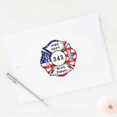 Brandweerman 9/11 Vergeet nooit 343 Ovale Sticker (Envelop)