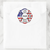 Brandweerman 9/11 Vergeet nooit 343 Ovale Sticker (Tas)