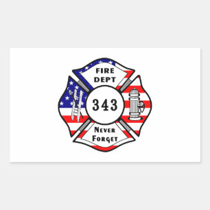 Brandweerman 9/11 Vergeet nooit 343 Rechthoekige Sticker