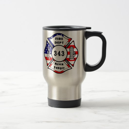 Brandweerman 9/11 Vergeet nooit 343 Reisbeker (Rechts)
