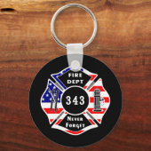 Brandweerman 9/11 Vergeet nooit 343 Sleutelhanger (Voorkant)