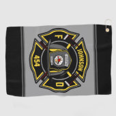 Brandweerman ADD NAAM Brandweer Reddingsteam Golfhanddoek (Horizontaal)