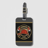 Brandweerman ADD NAAM Brandweerkazerne Afdeling Ba Bagagelabel (Voorkant (verticaal))