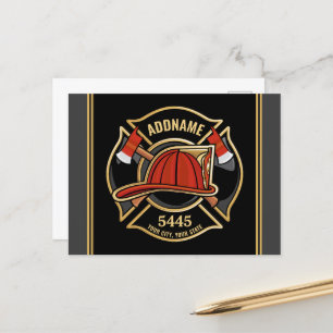 Brandweerman ADD NAAM Brandweerkazerne Departement Briefkaart