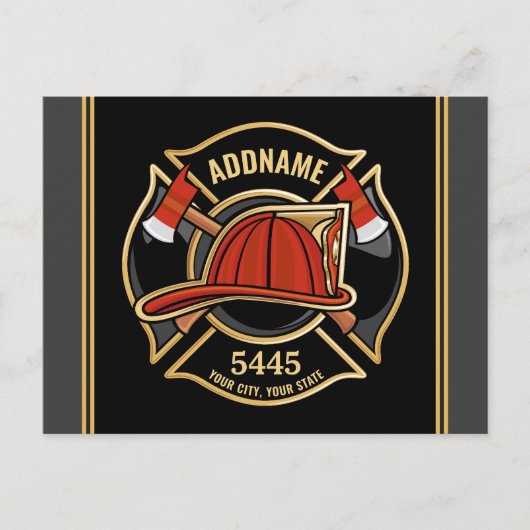 Brandweerman ADD NAAM Brandweerkazerne Departement Briefkaart (Voorkant)