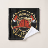 Brandweerman ADD NAME Brandweerpost Badge Bad Handdoek (Wasdoekje)