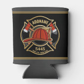 Brandweerman ADD NAME Brandweerpost Badge Blikjeskoeler (Achterkant)